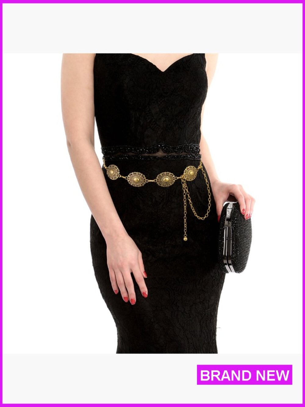 Western Metal Chain Belt Adjustable Boho Cowgirl Waist Belt for Dresses Jeans - Picture 7 of 7